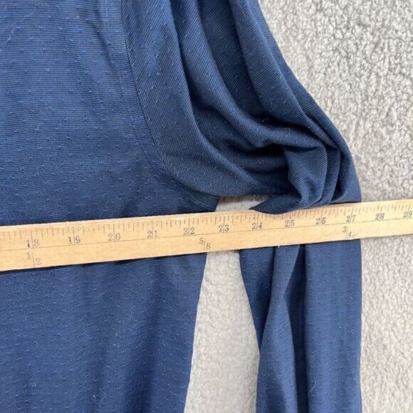 Egara Shirt Mens Large Navy Blue Non Iron Long Sleeve Shirt Textured Cotton - Picture 6 of 9